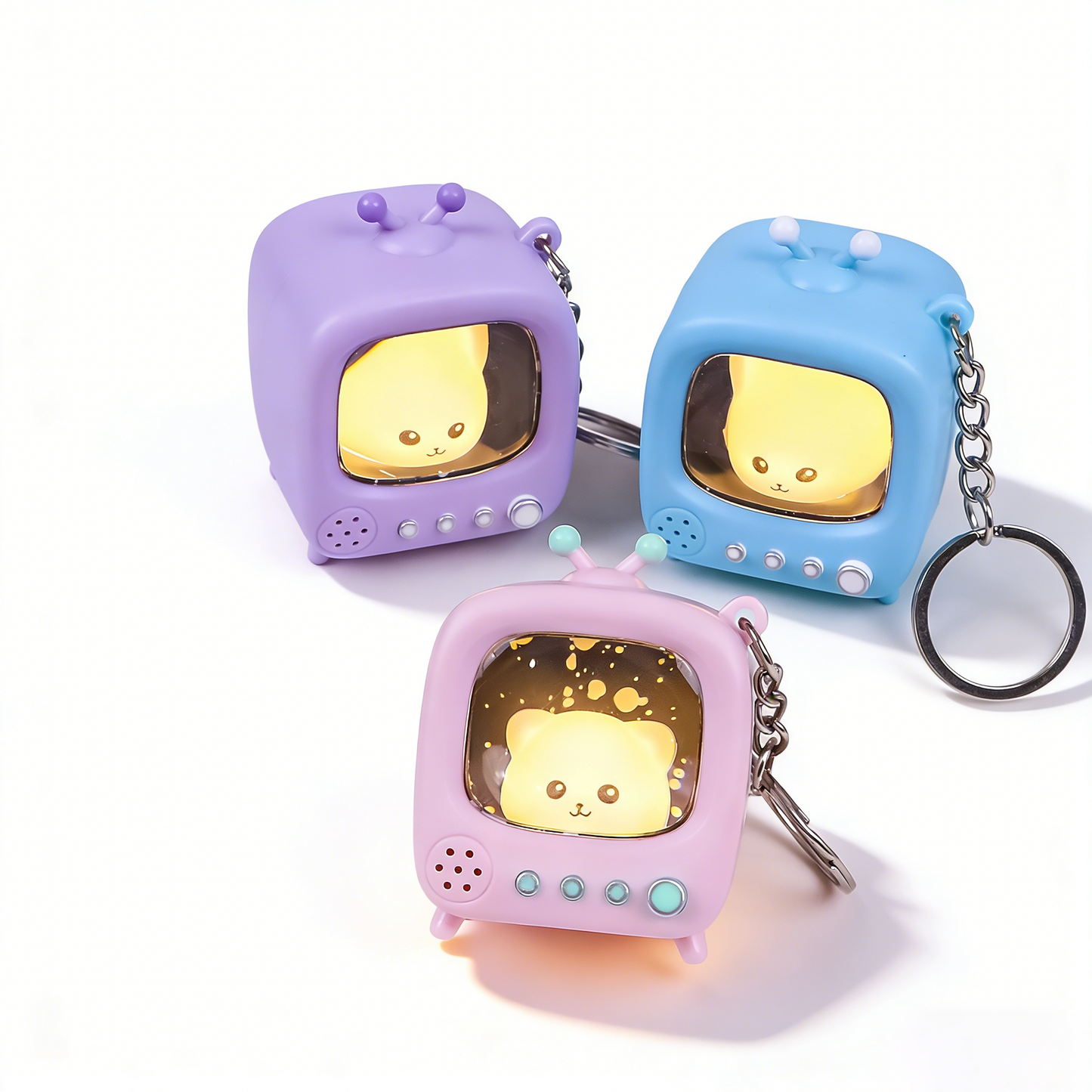 Star Glowing Kitten TV Keychain