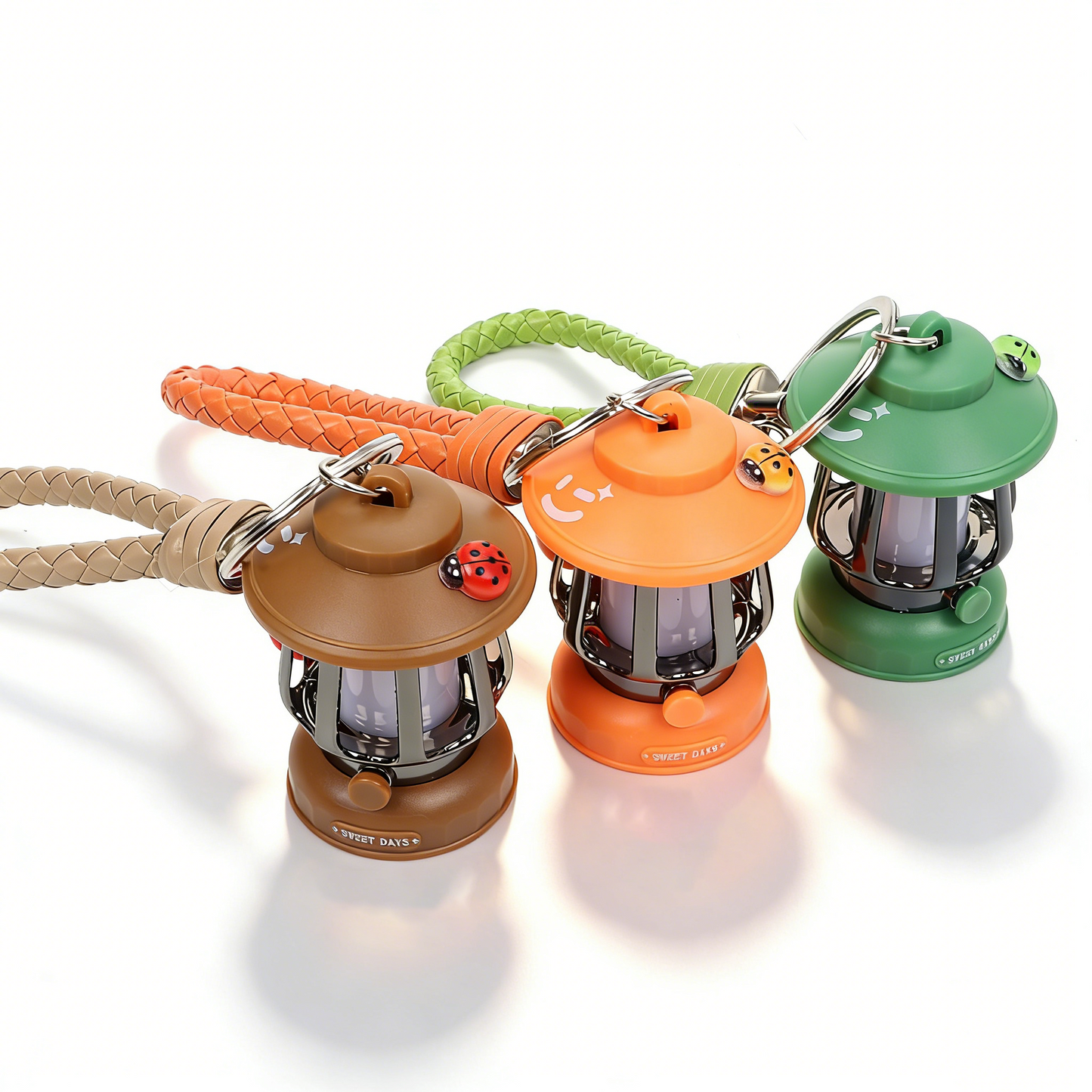 Electroplated Vintage Light-Up Mini Oil Lamp Keychain