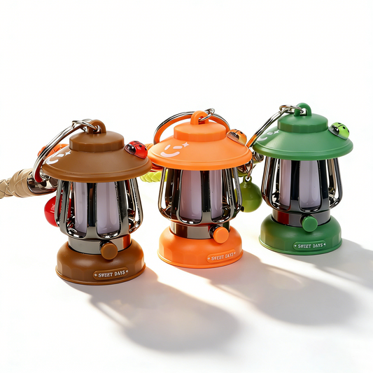 Electroplated Vintage Light-Up Mini Oil Lamp Keychain