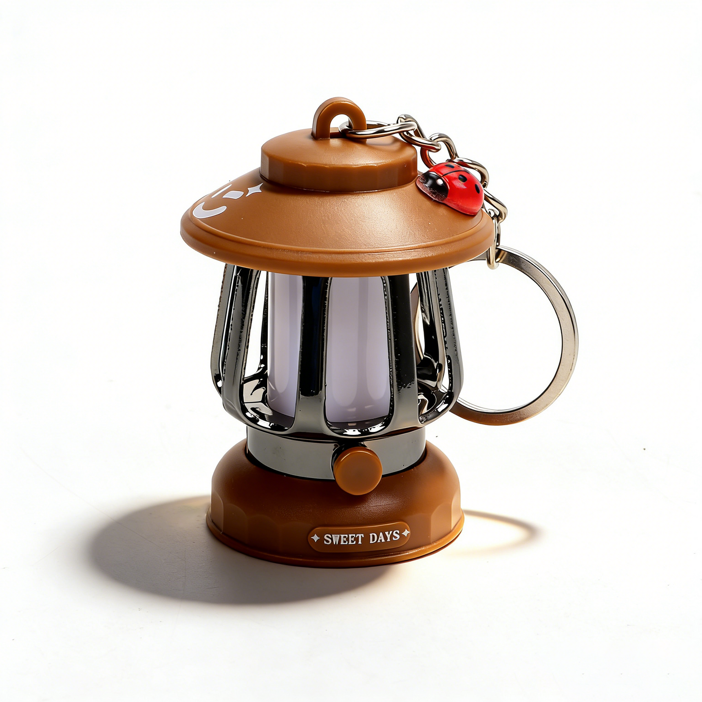 Electroplated Vintage Light-Up Mini Oil Lamp Keychain