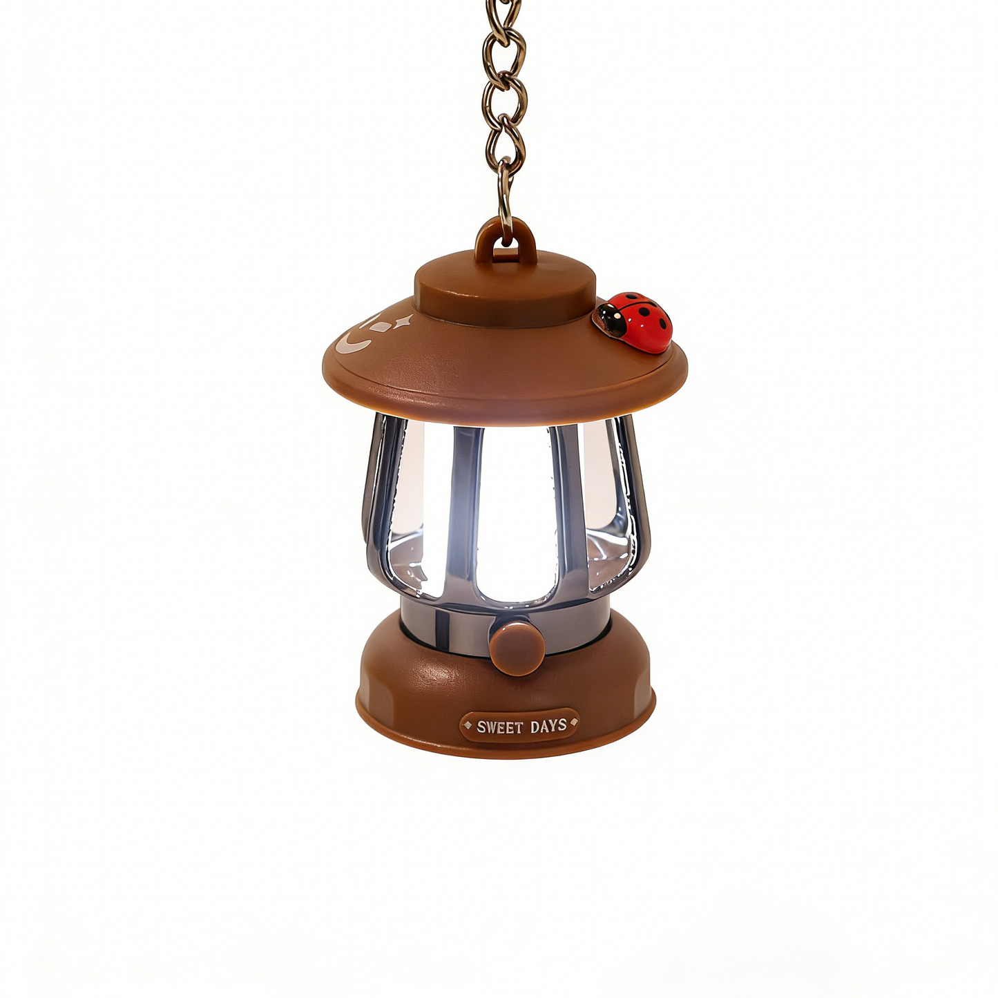 Electroplated Vintage Light-Up Mini Oil Lamp Keychain