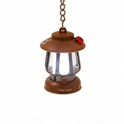 Electroplated Vintage Light-Up Mini Oil Lamp Keychain