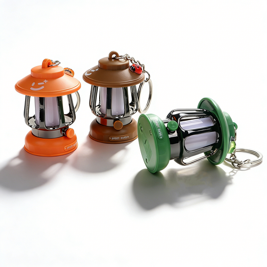 Electroplated Vintage Light-Up Mini Oil Lamp Keychain
