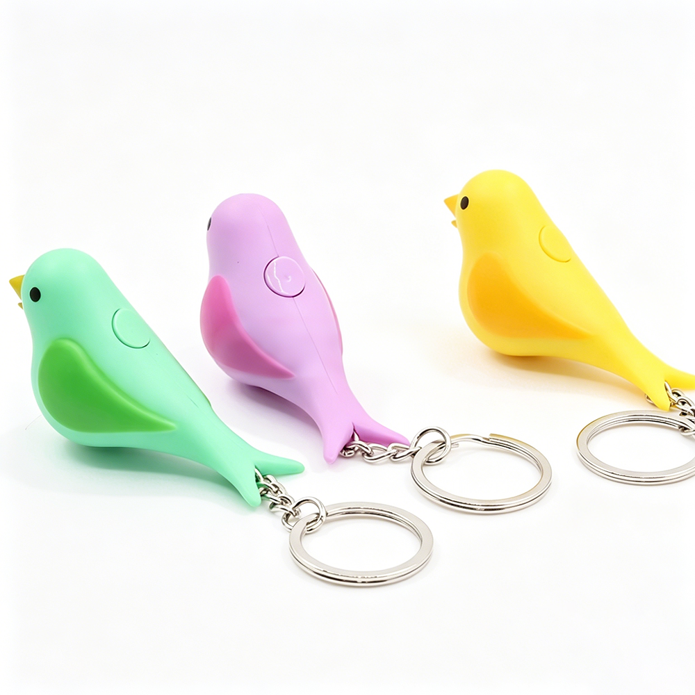 Colorful Light & Sound Bird Keychain