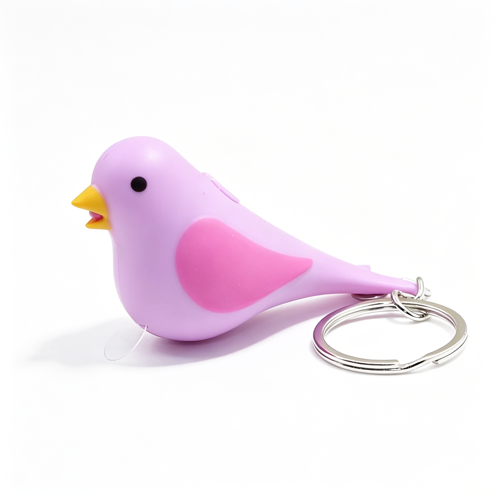 Colorful Light & Sound Bird Keychain