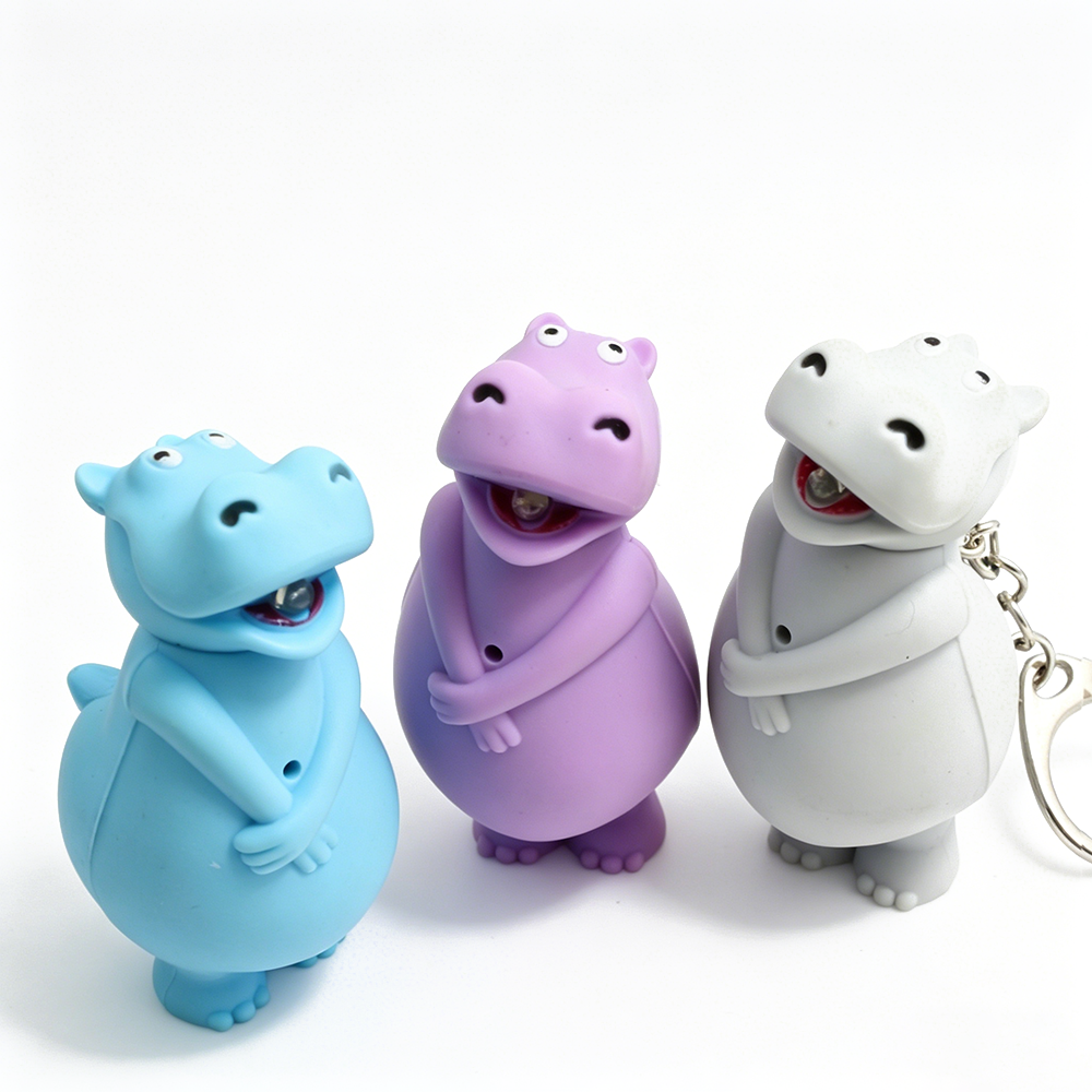 Cartoon Hippo LED Keychain
