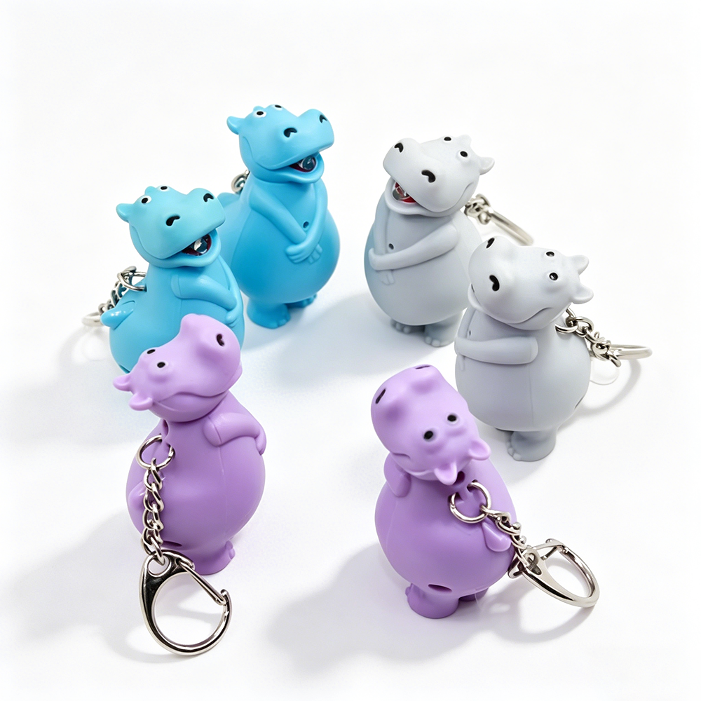 Cartoon Hippo LED Keychain