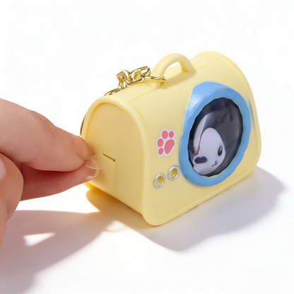 Cute Pet Cat Carrier Light-Up Keychain