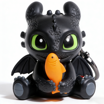 Officially Licensed How to Train Your Dragon Toothless Holding Fish Keychain