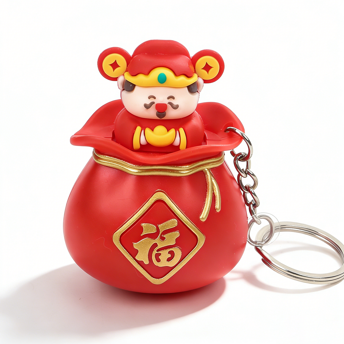 God of Wealth Lucky Fortune Bag Sound Keychain