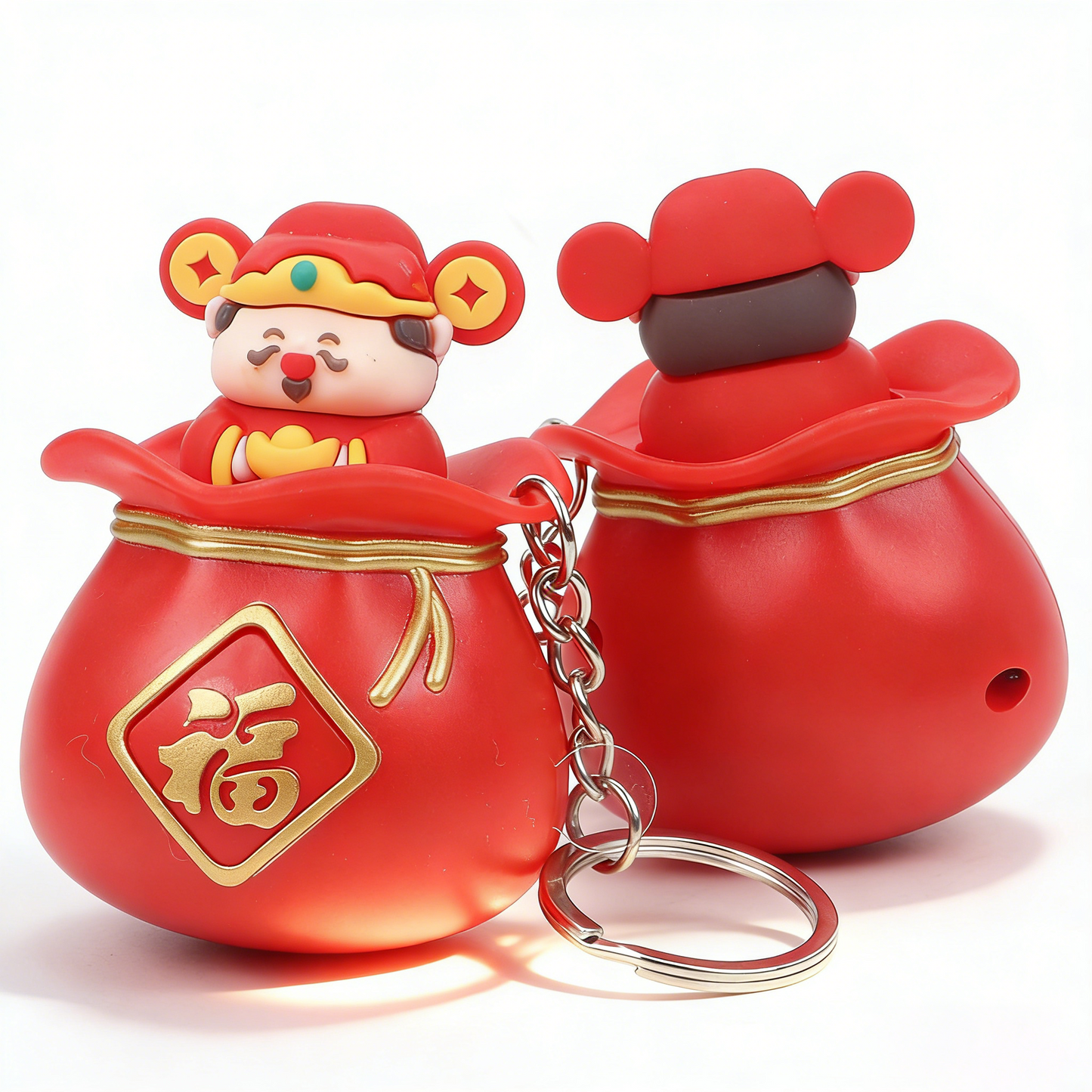 God of Wealth Lucky Fortune Bag Sound Keychain