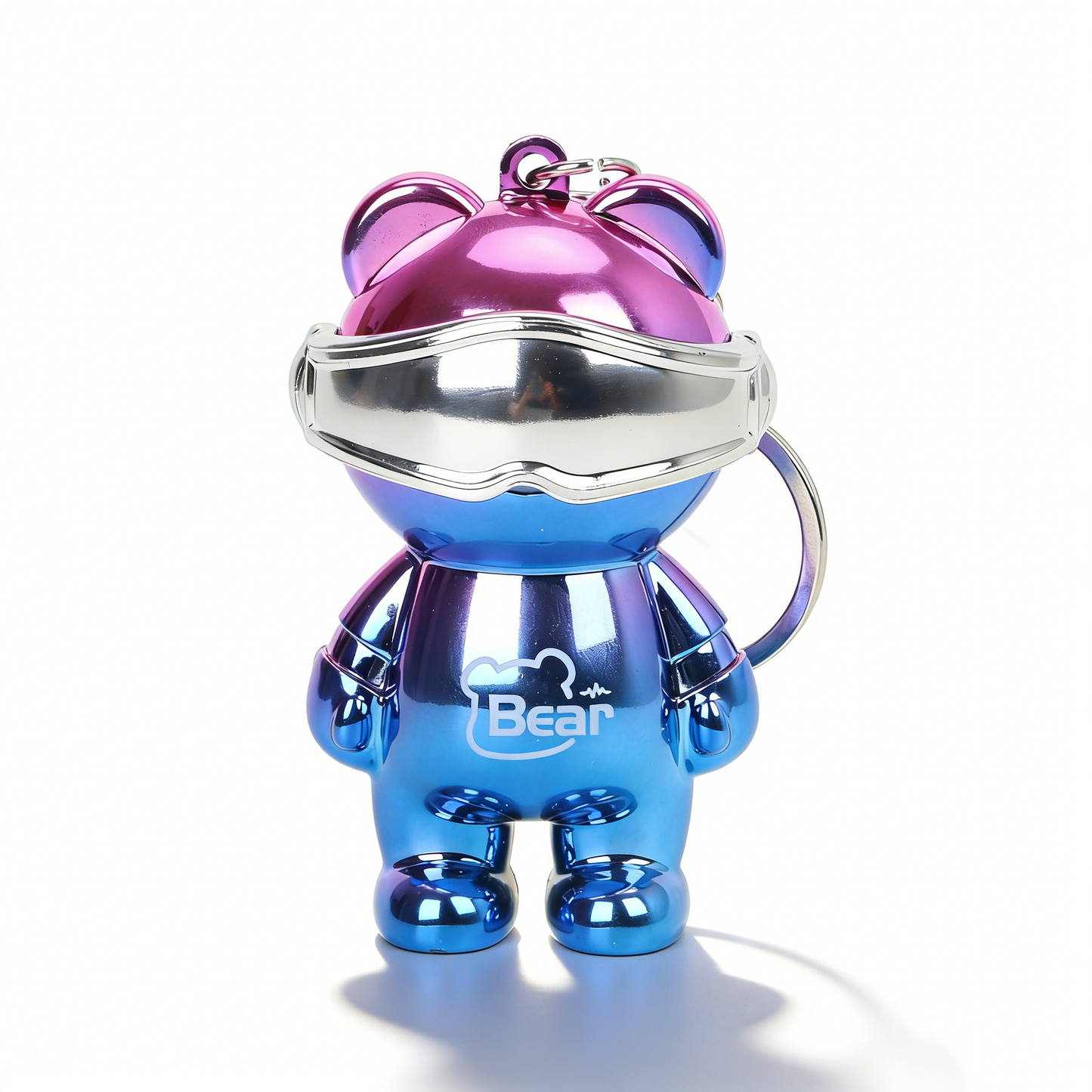Electroplated Iridescent Light-Up Bear Keychain