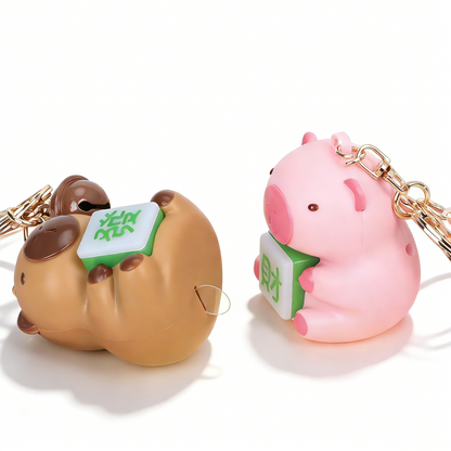 Capybara Mahjong Glowing Keychain